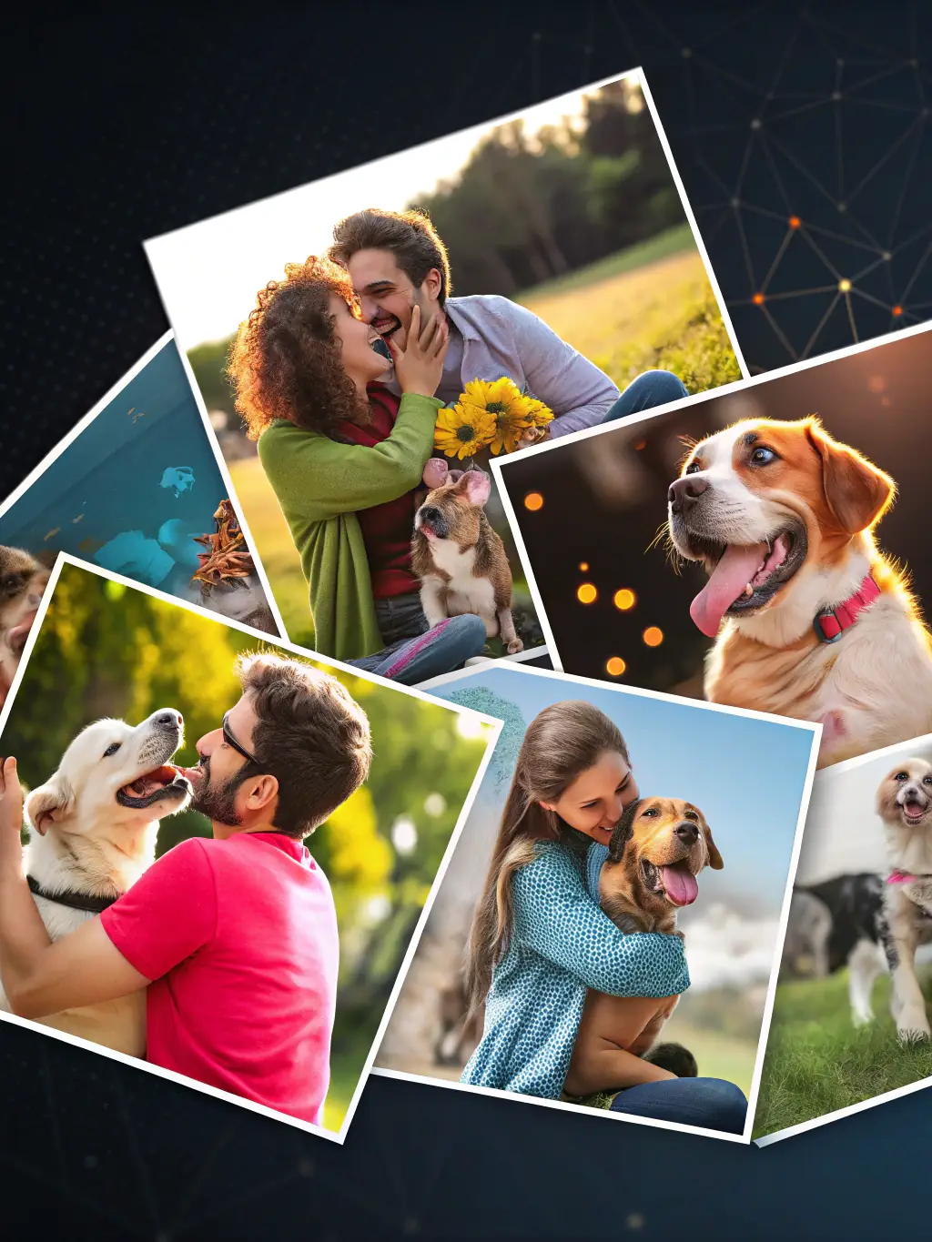 A collage of various pets (dogs, cats, birds) in different carriers and travel environments, showcasing PetCare VIP's versatility in pet transport.